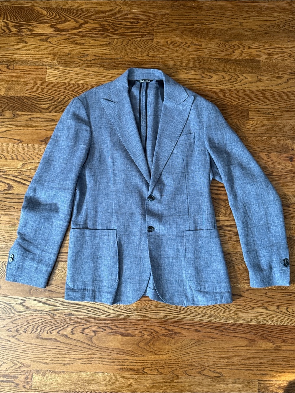 Luigi Fusaro Blue Linen Cotton Blend Lightweight Blazer Sportcoat
